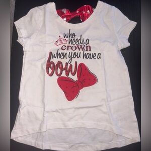 Disney Parks Minnie Mouse Glitter Bow Girl's Short Sleeve Tee Shirt Top Size XS